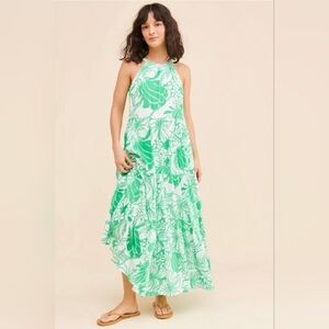 New Lilly Pulitzer Beccalyn Halter Maxi Dress Size Large In Kiss My Tulips